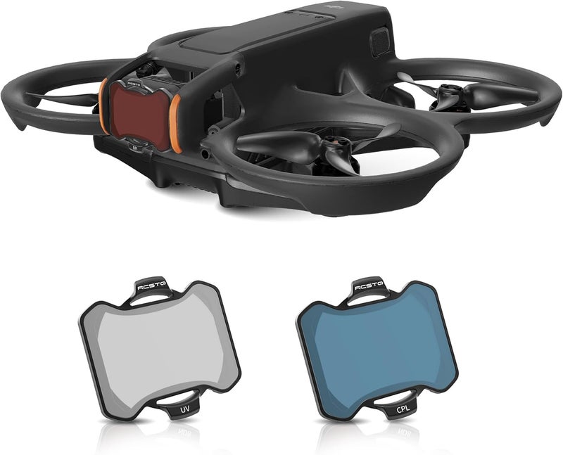RCGEEK مجموعة فلاتر ND لملحقات DJI Avata 2، 2 عبوة فلاتر عدسة كاميرا جيمبال بلاستيكية لـ DJI Avata 2 (CPL، UV) - Image 1